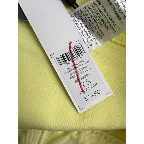 Chico's So Slimming Girlfriend Short Bright Yellow Size 2.5 US 14 Rolled Cuff - Picture 5 of 8